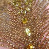 Labellezalay Gold Beaded Appliqué Patches Iron On, Rhinestones Bodice Applique