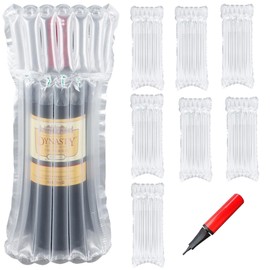 Qinsky Weinflaschenschutz,8 Pcs Bubble Wrap Verpackung Flasche Wiederverwendbare Flaschenbeutel mit Pumpe für Schutz zerbrechlicher Gegenstände