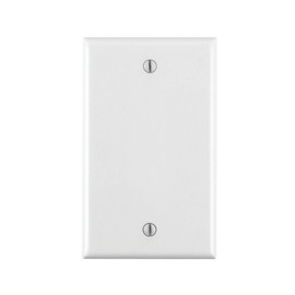 Leviton 1-Gang No Device Blank Wallplate, Standard Size, Thermoplastic Nylon, Box Mount, 80714-W, White