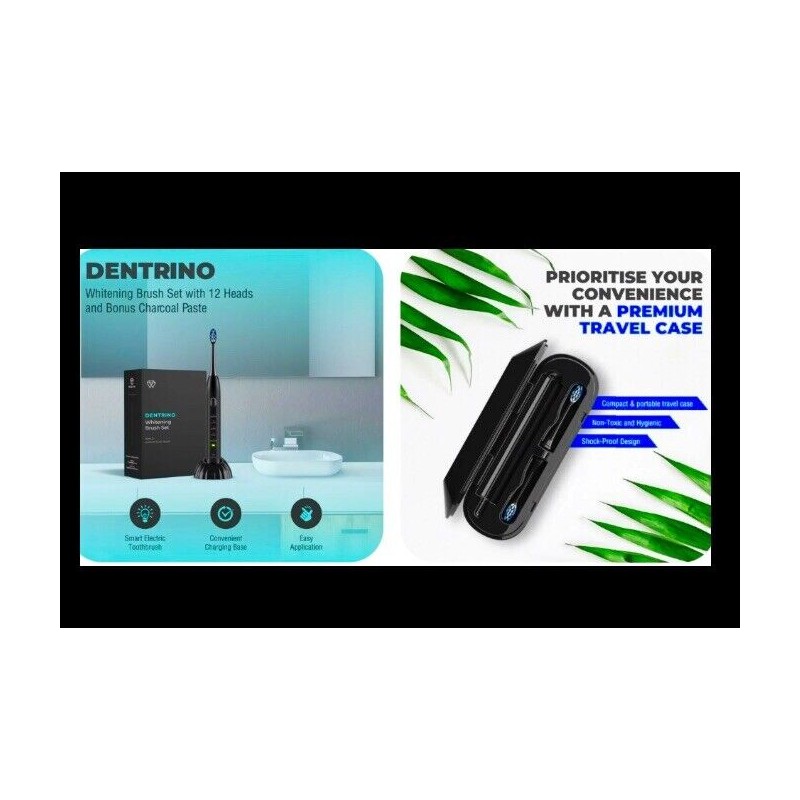 Dentrino Electric Toothbrush Kit w 12 Heads,5 Function: Brush,whitenin