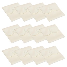 PATIKIL 4x4 Inch Velvet Jewelry Pouches, 12 Pcs Jewelry Packaging Gift Bags with Snap Button for Bracelet Necklace Rings Watch, Beige