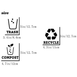 XTRAYXRAY Trash Can Stickers Set of 3 Recycle Vinyl Decal Sticker for Trash Can, Compost Bin, Recycle Bin Symbol to Organize Trash cans or Garbage containers (Black)