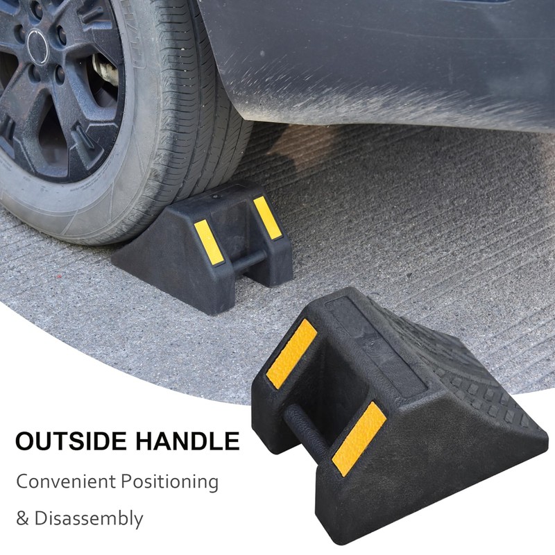 OrangeStar 4-Pack Heavy Duty Rubber Wheel Chocks with Hand Grip
