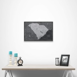 Conquest Maps Push Pin South Carolina Map Board - With Push Pins to Mark South Carolina Travels - Handmade in Ohio, USA - Design: Modern Slate