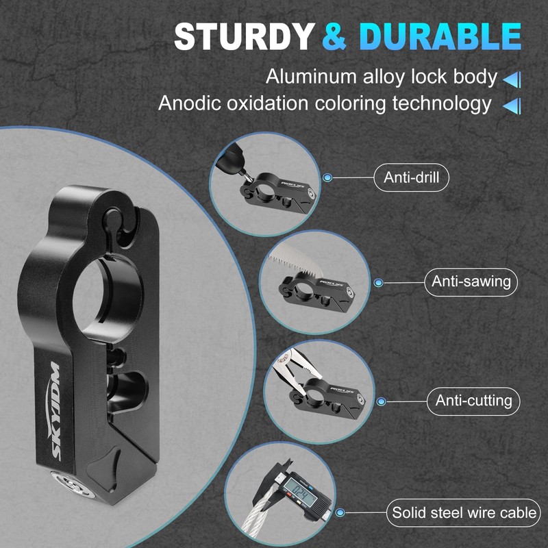SKYJDM Motorcycle Lock Combo - Helmet and Brake Anti-Theft Grip