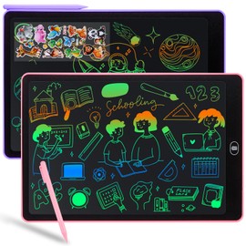 Duemste 2 Pack LCD Writing Tablet 15 inch,LCD Writing Tablet for Kids with Lockable Erase Button,Screen Doodle Pad Drawing Board Learning Educational Toy for 2 3 4 5 6 Year Old Boys Girls,Pink+Purple