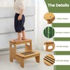 Wooden Step Stools for Kids, Heavy Duty Bamboo 2-Step Stepping