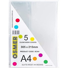 Osmer BCA4 A4 Book Cover, Super Clear (Pack of 5)