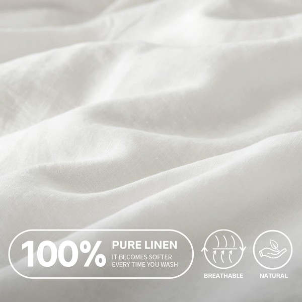 Simple&Opulence 100% Linen Fitted Sheet (1 Piece) Mattress Cover, Natural