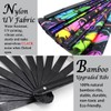 Zolee UV Glow Rave Folding Hand Fan with Bamboo Ribs