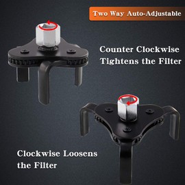 RASNONE 3 Jaw Adjustable Oil Filter Wrench Tool, Universal Fits Diameters 2-1/4 Inch to 4-1/4 Inches Oil Filter, Fit 3/8 and 1/2 Inches Drive Black