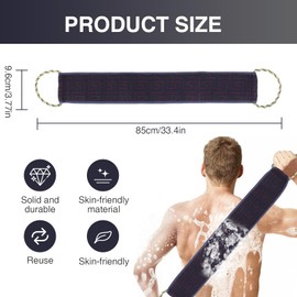 Bettinay 2 PCS Shower Back Scrubber, 34 Inches Back Washer for Exfoliator (Black)