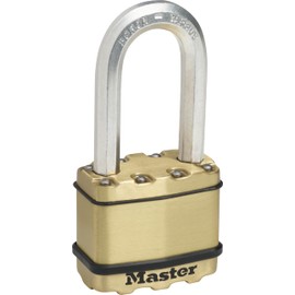 Master Lock Excell Heavy Duty Padlock with Key and Extra-Long Shackle - Cut-Proof Boron Carbide 51mm Shackle - 50mm Size Wide Lock for Storage Locker, Fence Lock and Gate Lock