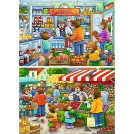 Ravensburger Children's Puzzle - 05076 Come We Go Shopping - Puzzle for Children from 3 Years with 2 x 12 Pieces
