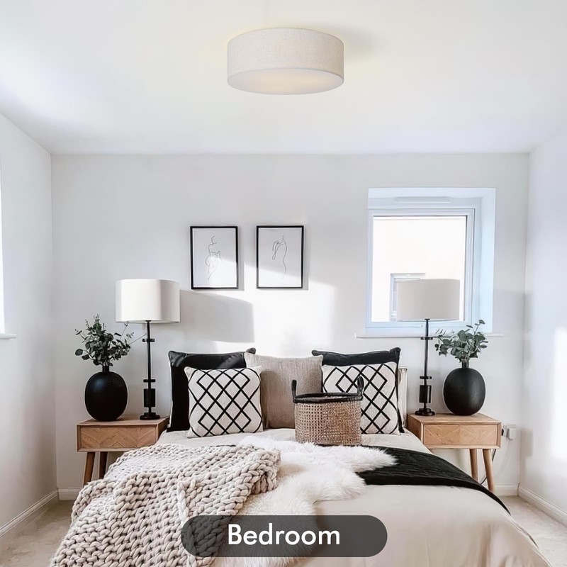 CALOKES 18-Inch Large Flush Mount Ceiling Light Fixture with Fabric