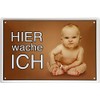 1411 Decorative Door Sign with German Text "Hier wache ich !" Baby Child 20 x 30 cm