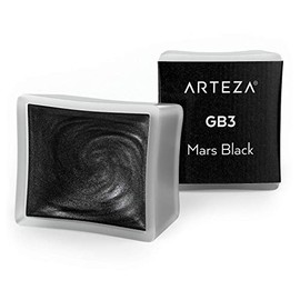 Arteza Metallic Watercolor Paint, Mars Black A702, Set of 2 Half Pans, Pearl Paint, Vibrant and Pearlescent Hues, For Illustrations, Calligraphy, Painting