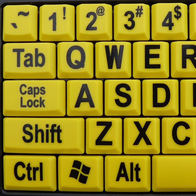 Large Print Yellow Keys USB Keyboard for Low Vision By