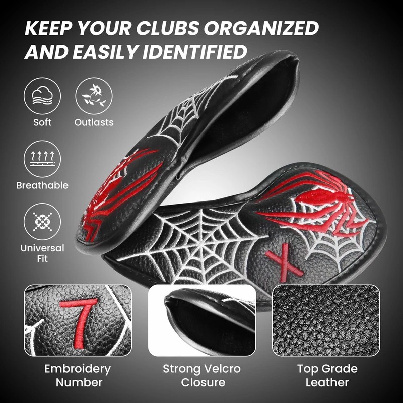 Golf Iron Head Covers Numbers Synthetic Leather Headcover Deluxe Value