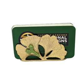 Hugo De Sanchez Ginkgo Business Card Holder - Gold/Green