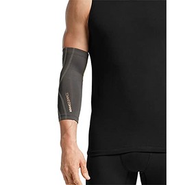 Tommie Copper Performance Elbow Compression Sleeve, UPF 50 Elbow Brace, Wicking Muscle & Tendon Support, Slate Grey, Medium