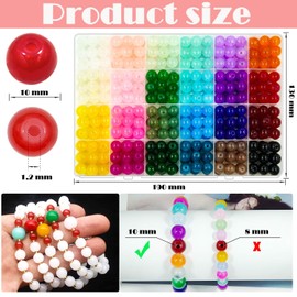 10mm Glass Beads for Jewelry Making, 400pcs 24 Colors Crystal Gemstone Beads Bracelet Making Round DIY Craft Beads Suitable for DIY Craft Necklace Bracelet Phone Lanyard Wedding Decor
