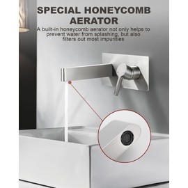 IVIGA Wall Mount Bathroom Sink Faucet Solid Brass, Brushed Nickel 2-Hole Single Handle Wall Bathroom Vanity Faucet Rough in Valve Included for Lavatory Vanity Basin