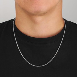 KRKC&CO Gold Chain Men's Silver Chain 2.5/3/4 mm, Thin Cord Chain Rope Chain Wheat Chain Stainless Steel, 18 K Gold/White Gold Plated Fine Braid Chain for Women, Unisex Rope Necklace Gifts, 46-66 cm,