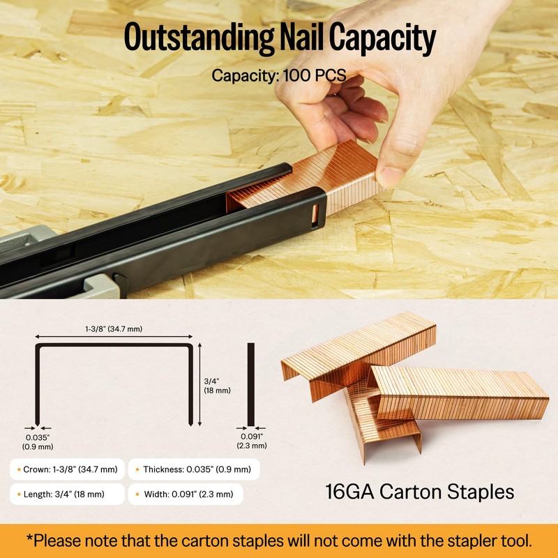 meite Box Stapler HB3518 Manual Carton Closer 16 Gauge Heavy