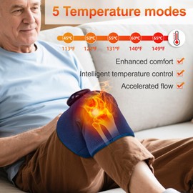 Infrared Knee Massager, Knee Brace with 5 Levels of Heating and 8 Vibration Modes,Suitable for Shoulder Elbow Knees Massager, Single - Blue