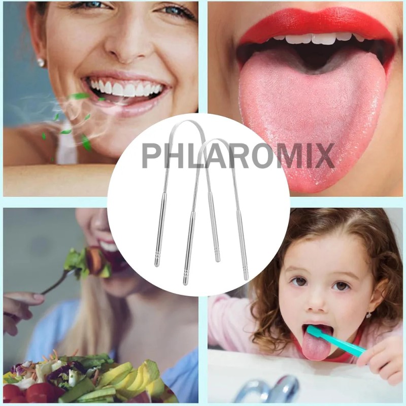 2pz Cepillo Limpiador Lengua Acero Inoxidable Oral Raspador