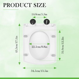Quiet Close Toilet Seat - Multifunctional PP Material, Slow-Close Mechanism Thickened Rectangular Design Quick Release Hinges, Fits All Regular Toilet Bowls, White