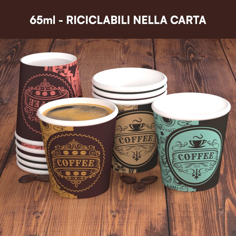 PubCUP Mix Paper Coffee Cups 65 ml Environmentally Friendly Biodegradable