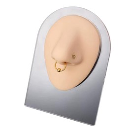 Nariz de Silicona para Práctica de Piercing con Base de Exhibición, Herramienta de Perforación y Exhibición Reutilizable