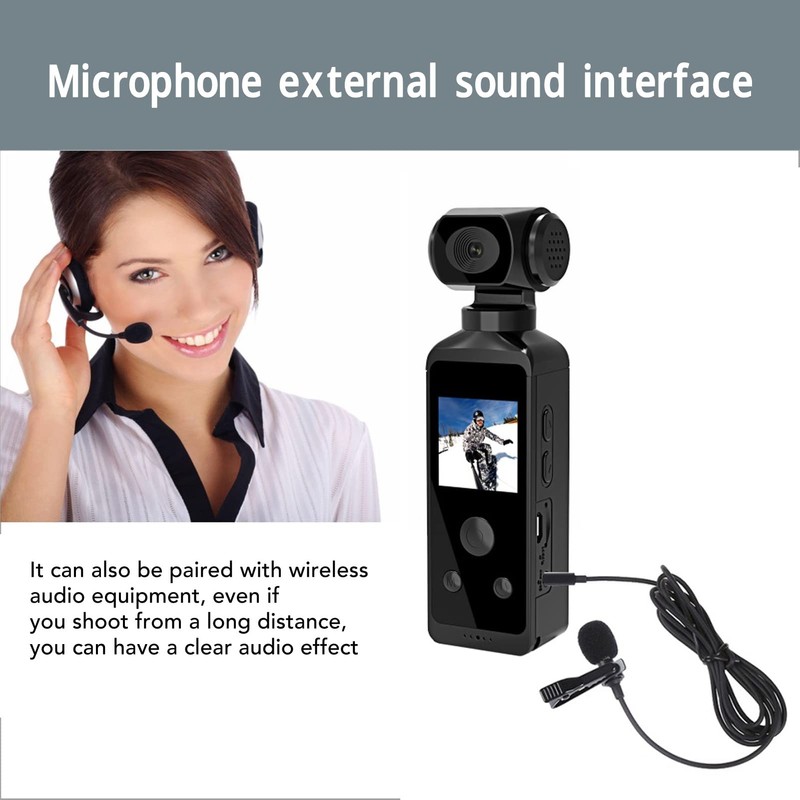 Handheld Gimbal Integrated Camera, 30m Waterproof Action Pocket Camera with