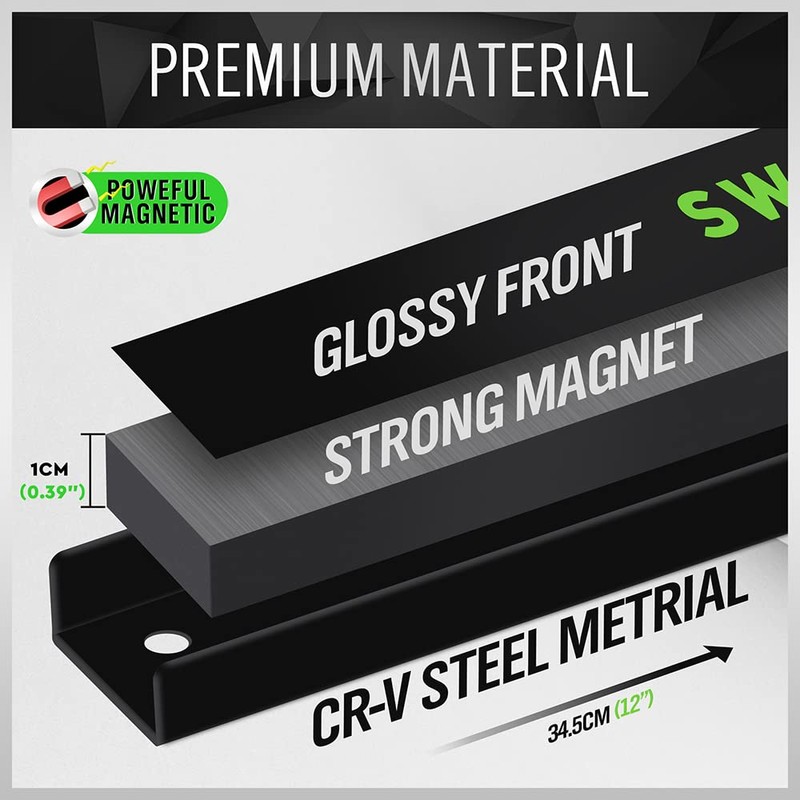SWANLAKE 12" Magnetic Tool Holder Strip,Metal Tool Magnet Bar for