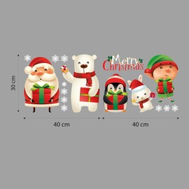 Kina - UVNT0213 80 x 30 cm Christmas Window Stickers Christmas Kit Merry Christmas Happy New Year Showcases Stores Transparent Removable Repositionable