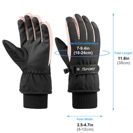 Beurlike Winter Gloves for Women Waterproof Ski Gloves Touchscreen Warm Snowboard Driving Gloves for Cold Weather（Black）