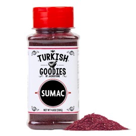 Turkish Goodies Pure Ground Sumac Spice - Authentic Turkish Sumak Seasoning (4.6 oz) - No Salt, All Natural Mediterranean Sumakh with Tangy, Lemony Flavor for Chicken, Salads, and Hummus