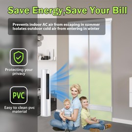 Plastic Door Cover - Garage Curtain has Three Tracks Smooth Sliding/Switching Keep Cool/Heat air from Escaping.0.08 Inch Thickness Magnetic Privacy PVC Strip 0% Overlap Suitable Patio/Balcony/Shop/RV