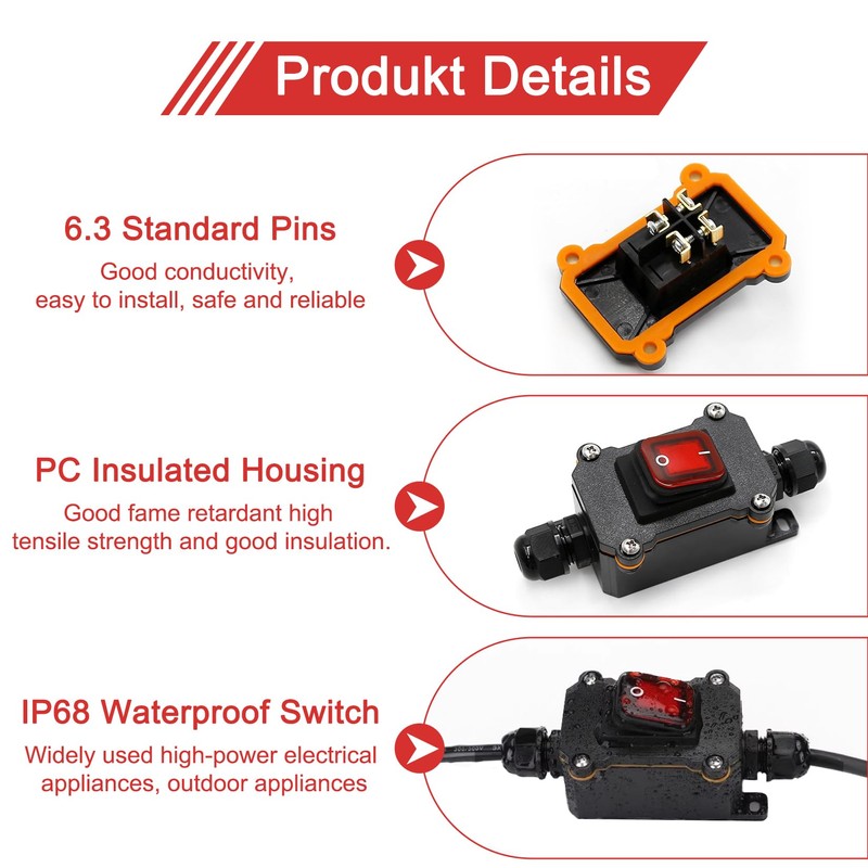 Idota Inline Cable Switch IP66 Waterproof AC220V Switch with Mini