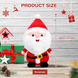 Christmas Plush Stuffed Cute Soft Snowman Toys Reindeer Animal Santa Claus Doll Ornament for Kids 9.1 inch Teacher Student Award Party Supplies (Santa Claus)