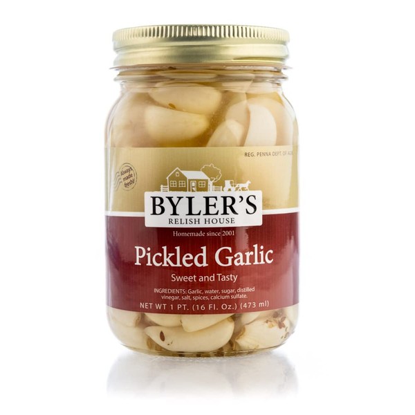 Byler's Relish House Pickled Garlic, 16 fl oz. (1 Pint) Glass Jar