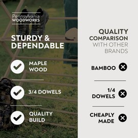 Pennsylvania Woodworks Premium American Maple Clothes Drying Rack - Handcrafted in Pennsylvania - Solid Wood Construction, Collapsible, Eco-Friendly Laundry Solution (Large)