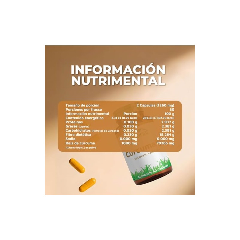 Vidanat Cúrcuma 500 mg 60 Cáps – Complemento Alimenticio Natural