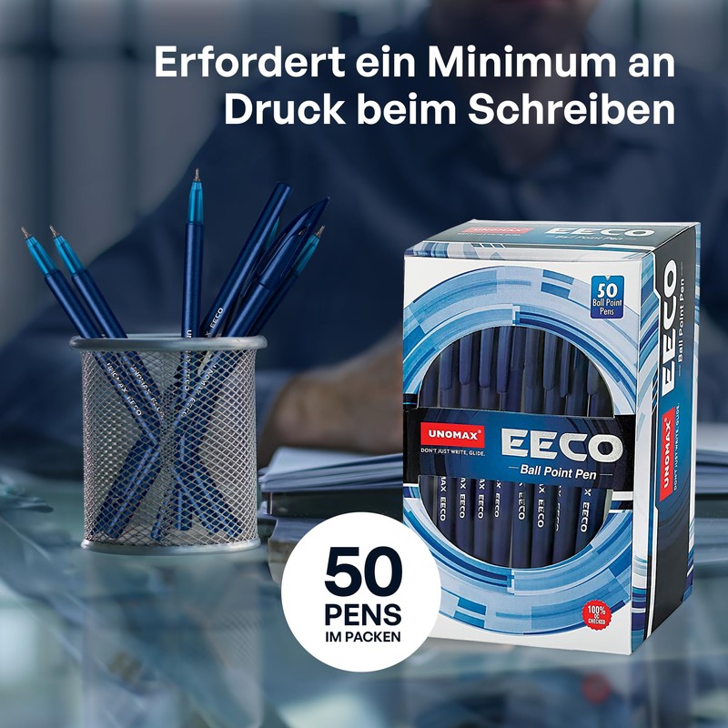 UNOMAX Eeco Blue Barrel High-Quality Ballpoint Pen Set - Ballpoint
