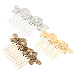 PACKOVE 3Pcs Vintage Butterflies Hair Comb Elegant Headpiece Hair Accessories for Women for Weddings Parties and Special Occasions Gold Silver Antique Gold