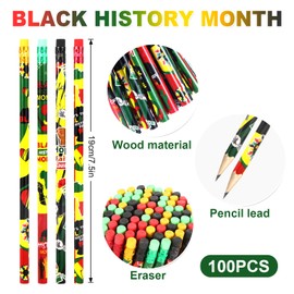 Kolewo4ever 200 Pieces Black History Month Gifts Set for Black History Month Classrooms Rewards with Pencils