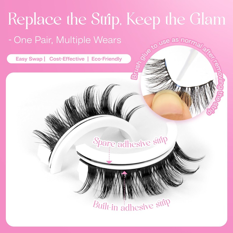 Self Adhesive Eyelashes Natural Look Spiky Manga Press On Lashes