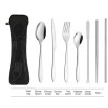 AlepTau Portable Travel Utensils Silver Set Reusable Silverware with Case